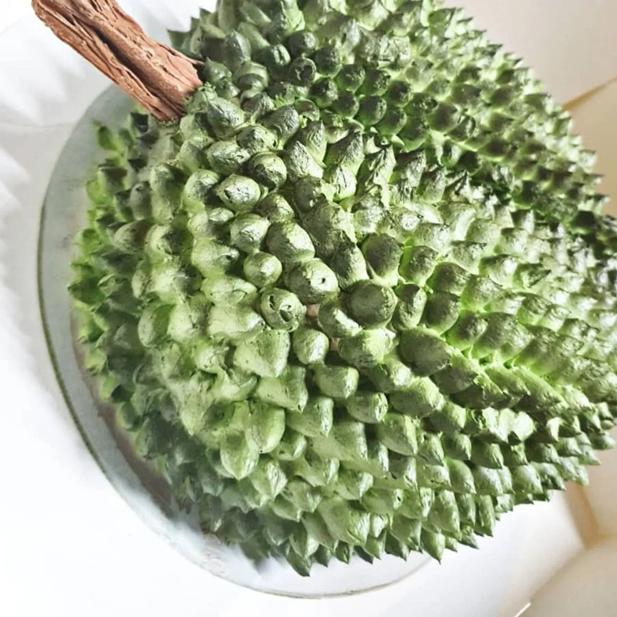 3D durian-shaped cake by Amour Desserts with green piped exterior